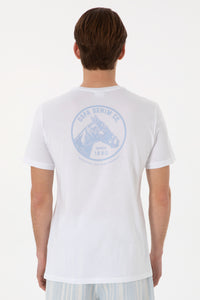 Tricou Barbat Alb Cu Guler Rotund Si Logo Aplicat