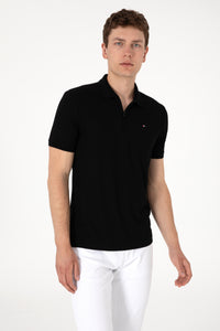 Tricou Polo Bărbați Negru Cu Închidere Fermoar