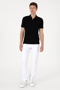 Tricou Polo Bărbați Negru Cu Închidere Fermoar