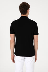 Tricou Polo Bărbați Negru Cu Închidere Fermoar