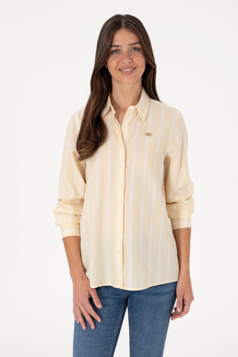 Camasa Dama Galbena cu Dungi Verticale