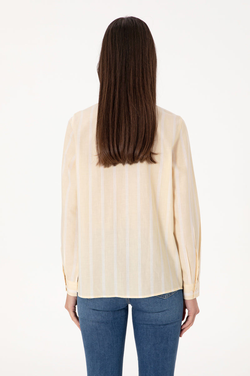Camasa Dama Galbena cu Dungi Verticale