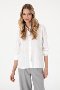 Camasa Alba Dama Cu Textura Speciala