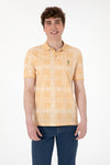 Tricou Polo Barbat Galben cu Print
