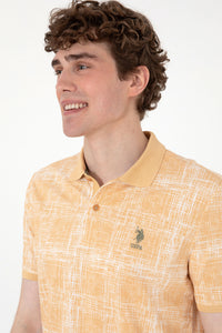 Tricou Polo Barbat Galben cu Print
