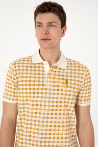 Tricou Polo Barbat Bej cu Model Grafic