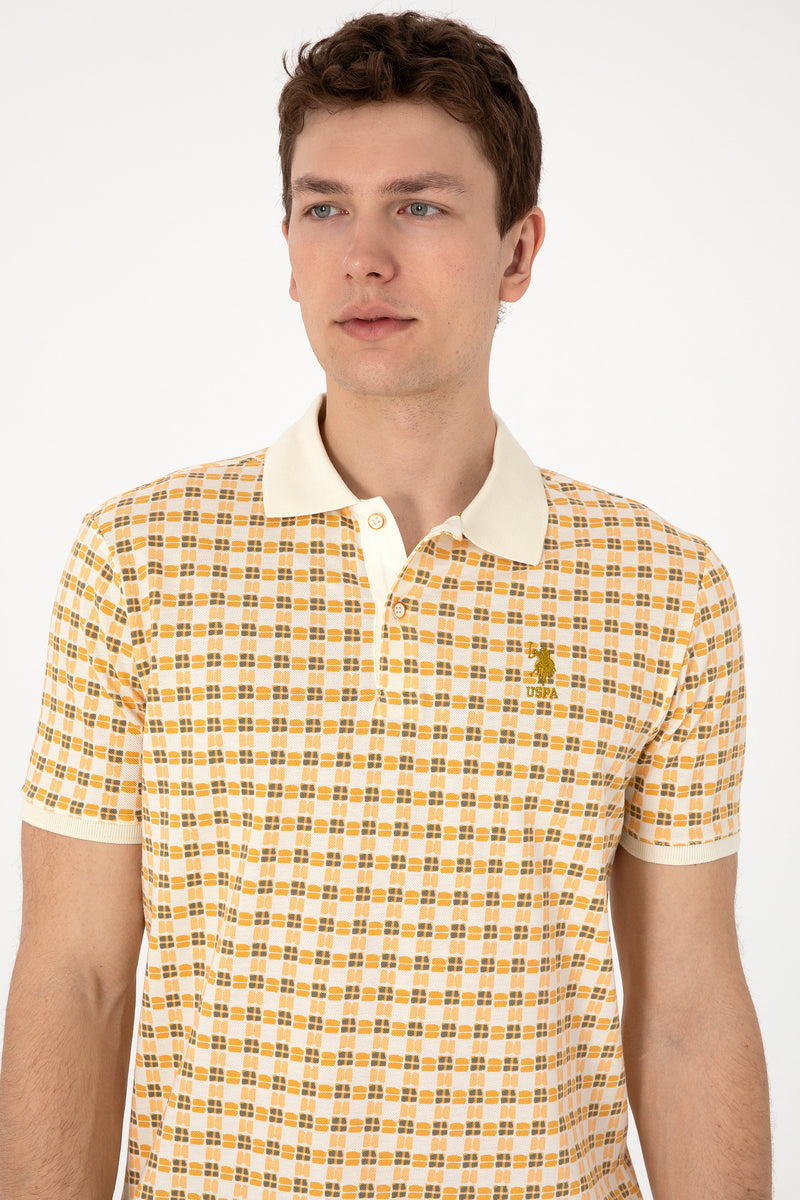 Tricou Polo Barbat Bej cu Model Grafic