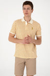 Tricou Polo Barbat Bej cu Model Grafic