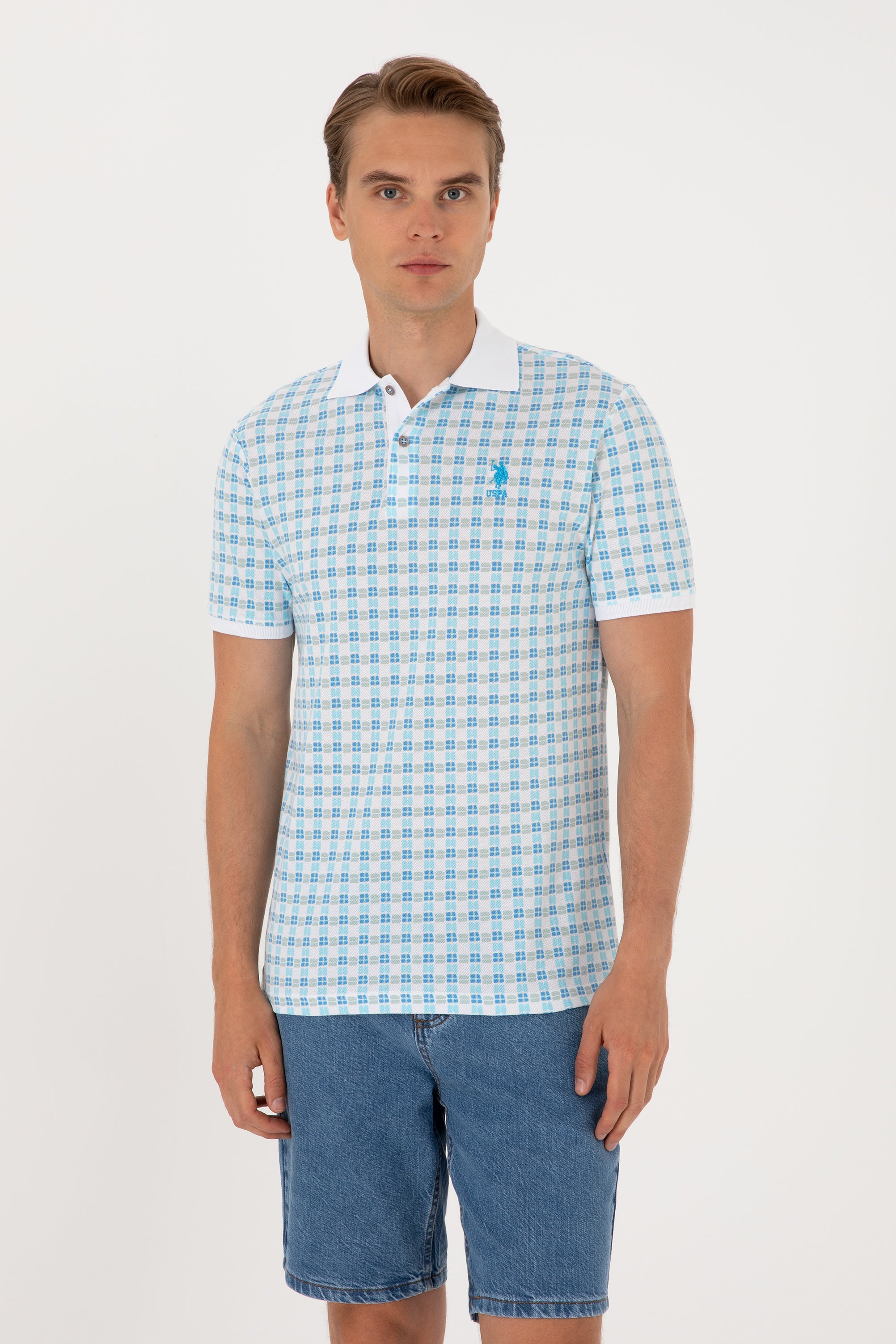 Tricou Polo Bărbați Multicolor Cu Model Și Logo Brodat