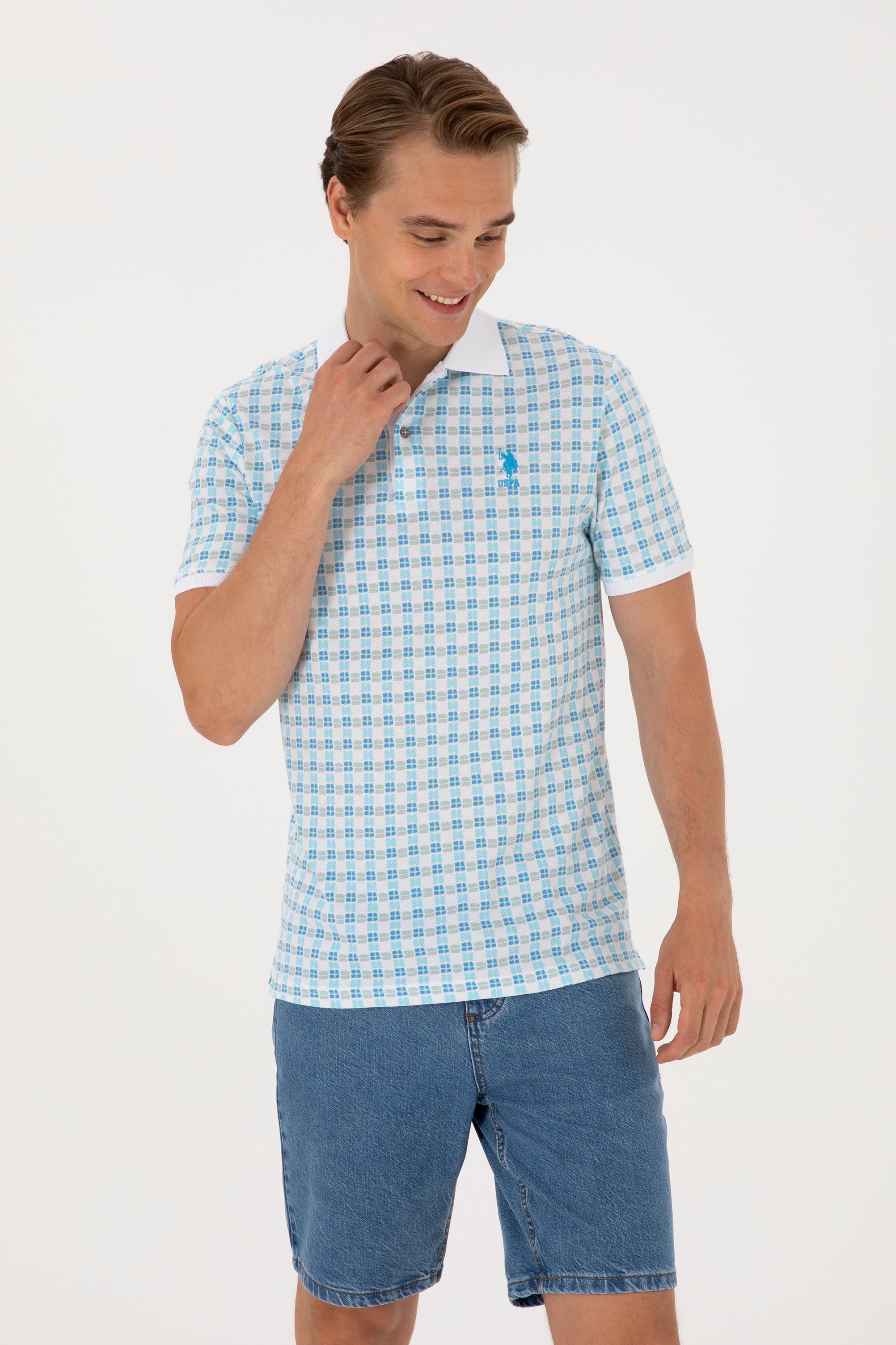 Tricou Polo Bărbați Multicolor Cu Model Și Logo Brodat