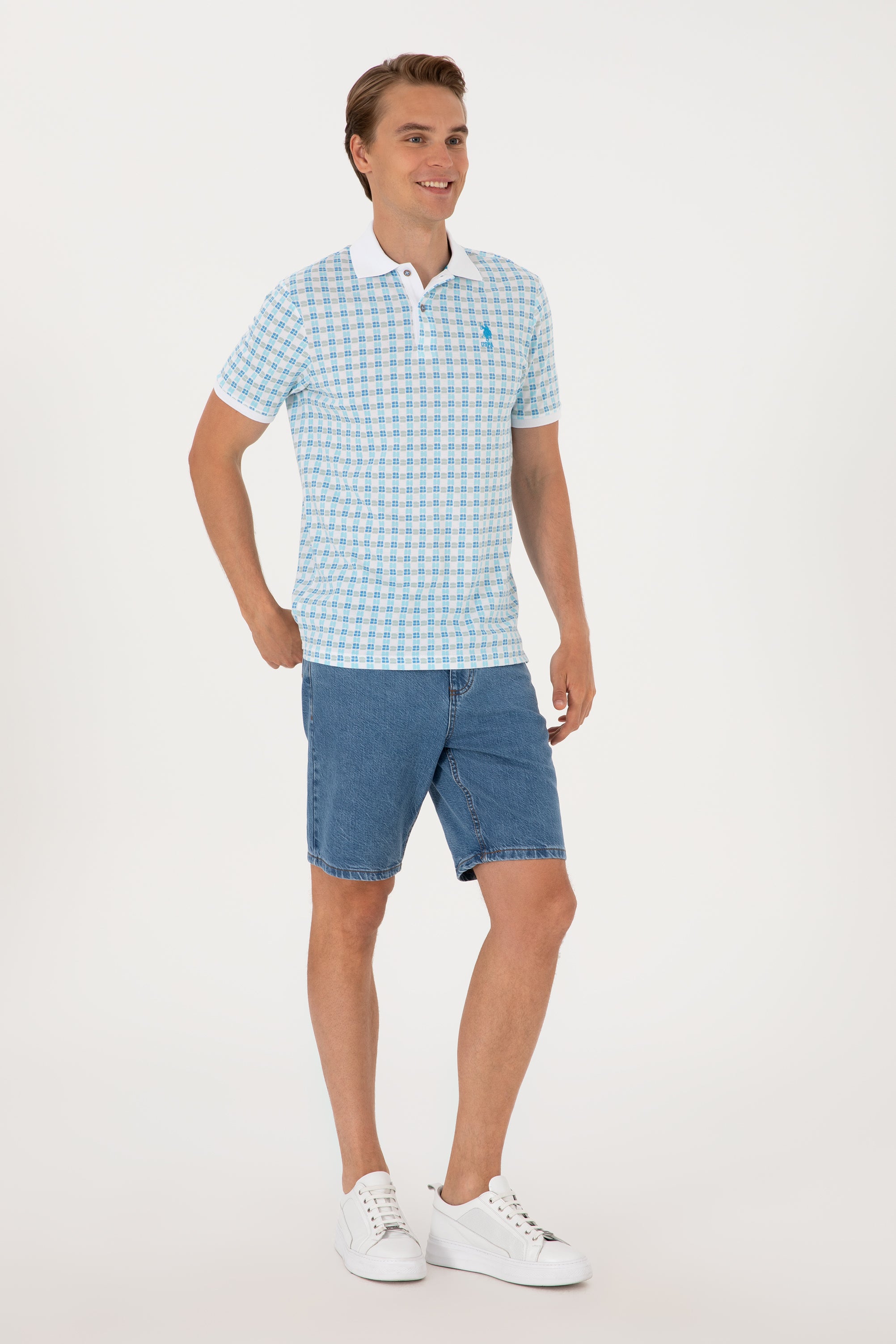 Tricou Polo Bărbați Multicolor Cu Model Și Logo Brodat