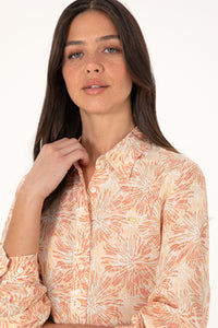 Camasa Dama Bej cu Motive Florale