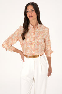 Camasa Dama Bej cu Motive Florale