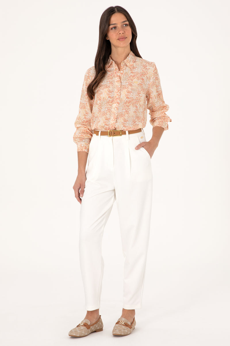 Camasa Dama Bej cu Motive Florale