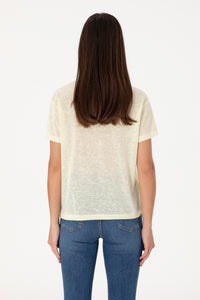 Tricou Damă Galben Comfort Fit Cu Model Floral