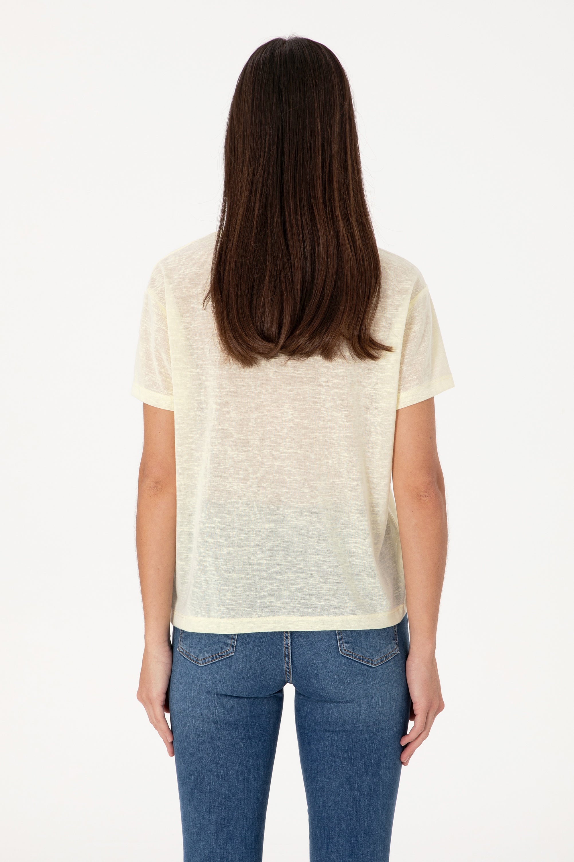 Tricou Damă Galben Comfort Fit Cu Model Floral