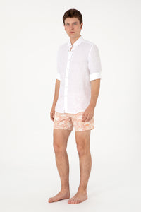 Sort Baie Barbat Bej cu Motive Florale