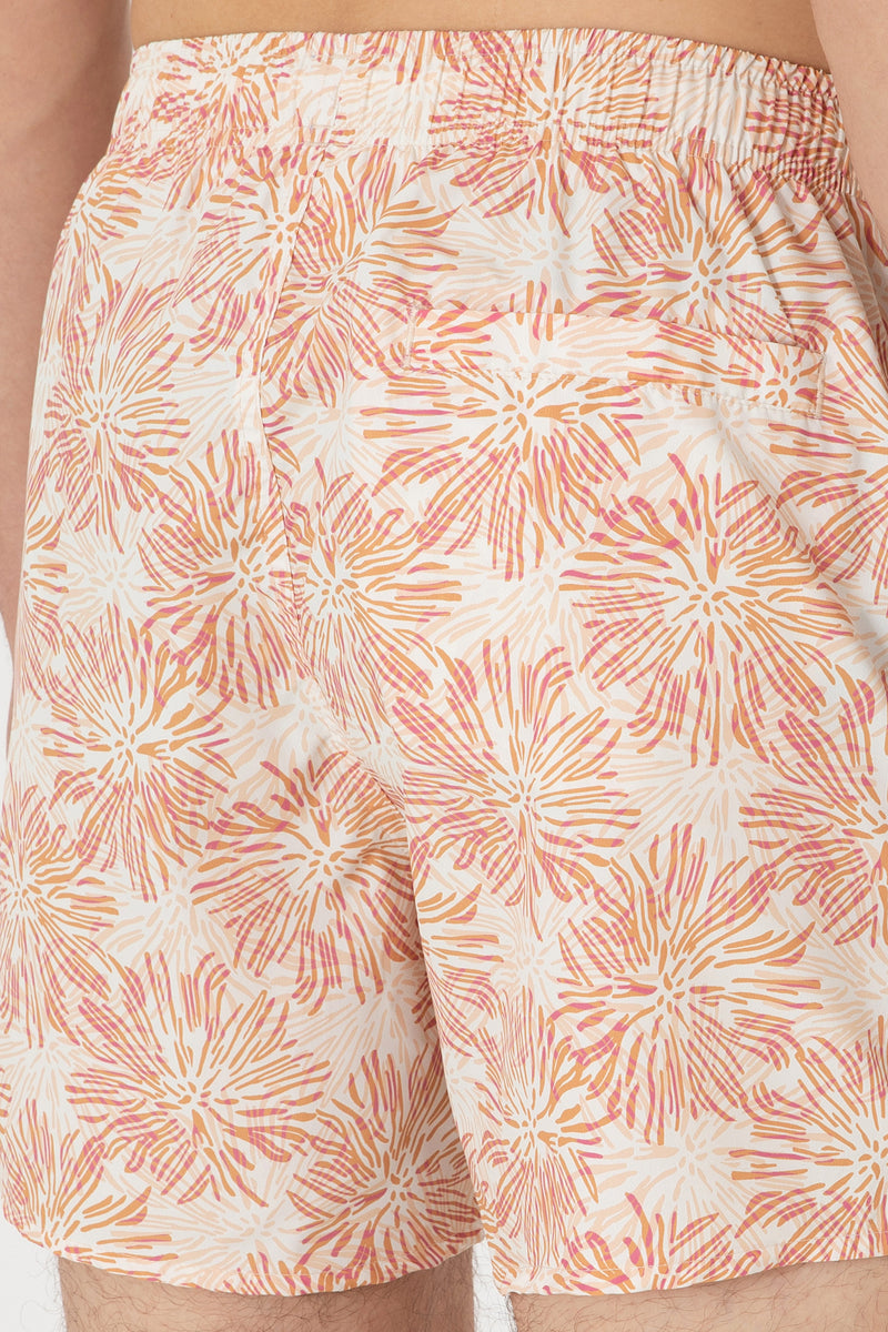 Sort Baie Barbat Bej cu Motive Florale