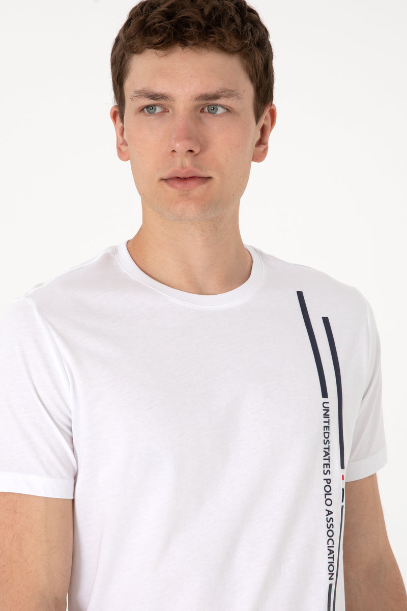 Tricou Barbat Alb cu Guler Rotund