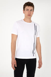 Tricou Barbat Alb cu Guler Rotund