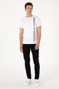 Tricou Barbat Alb cu Guler Rotund