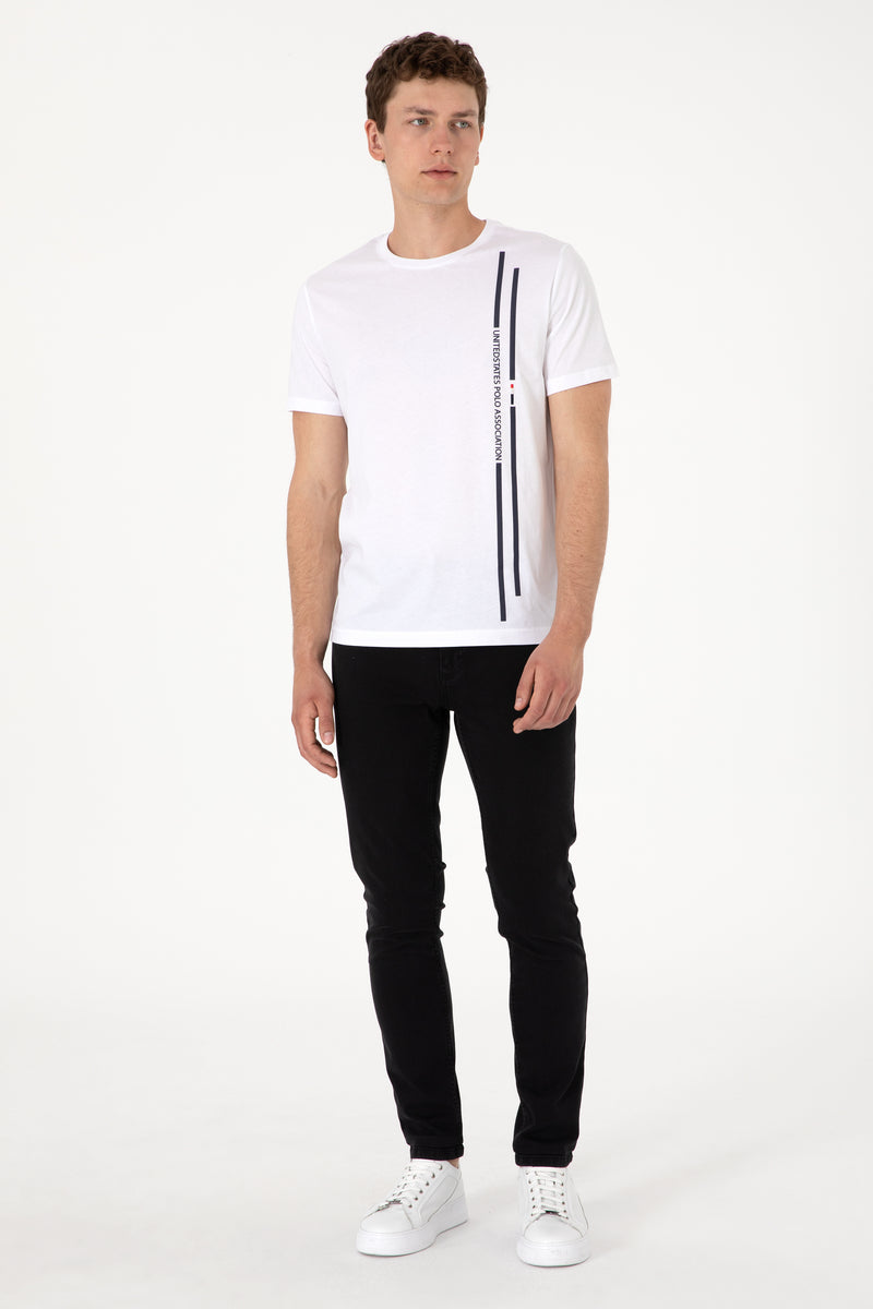 Tricou Barbat Alb cu Guler Rotund