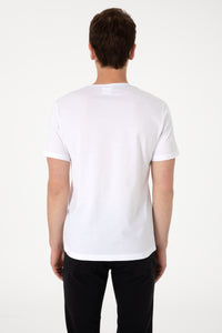 Tricou Barbat Alb cu Guler Rotund