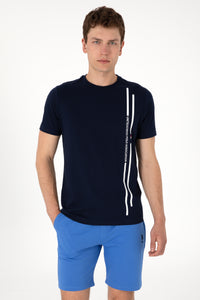 Tricou Barbat Bleumarin cu Guler Rotund