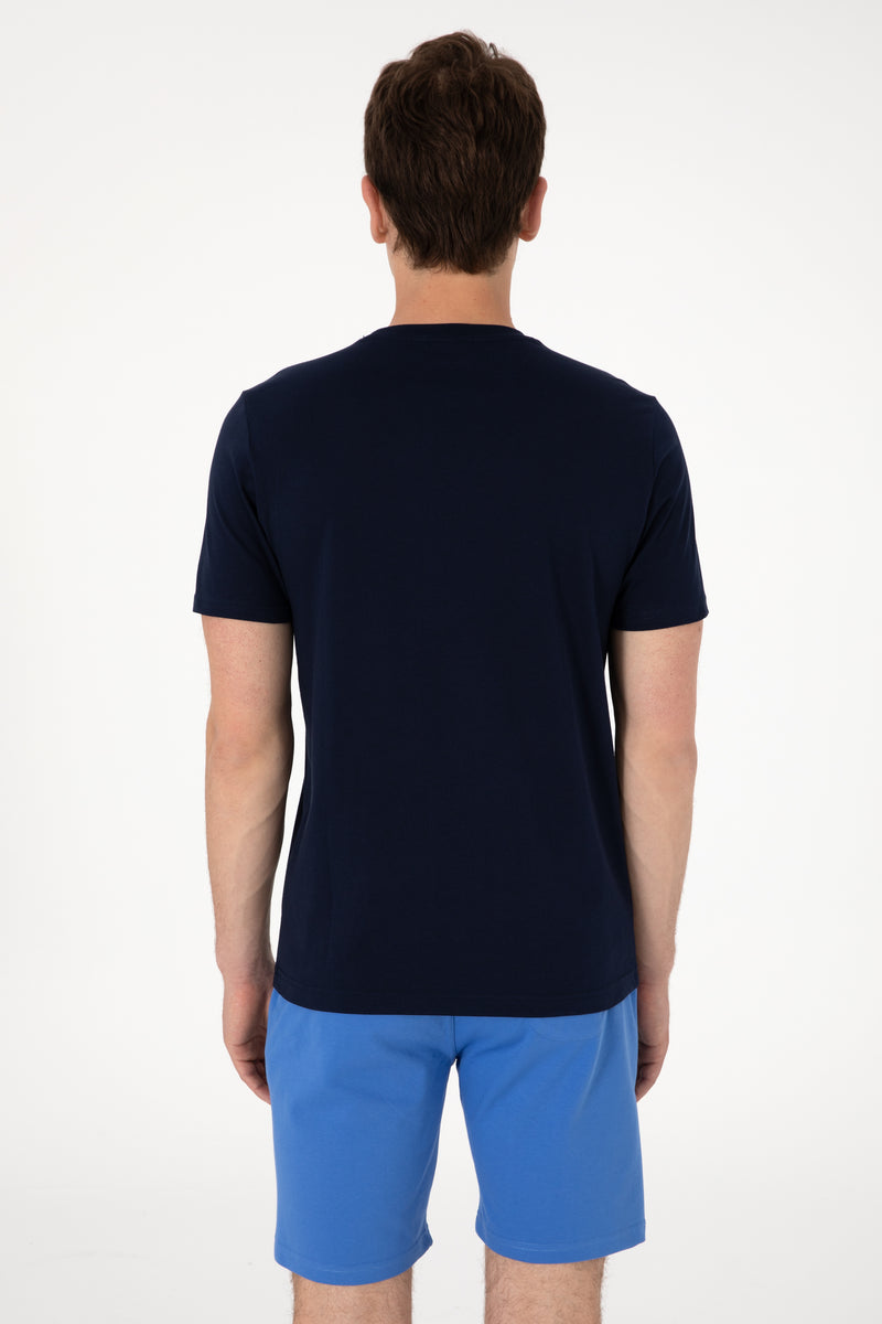 Tricou Barbat Bleumarin cu Guler Rotund