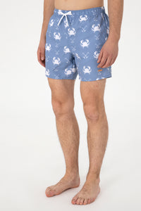 Sort de Baie Barbat Albastru Deschis Cu Print