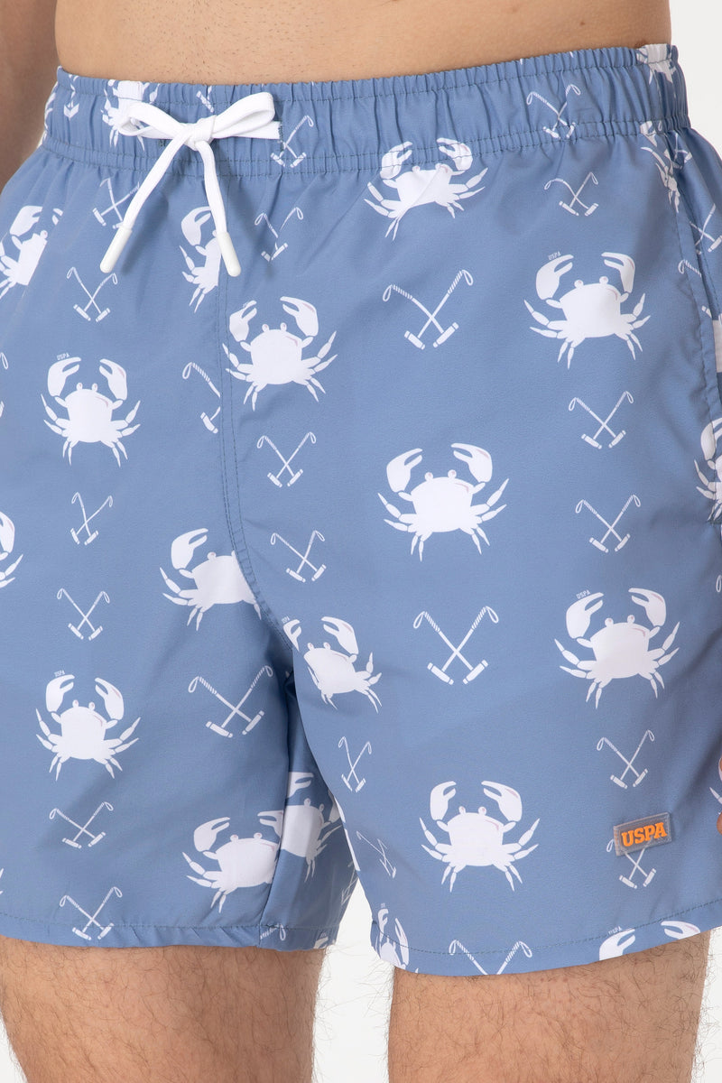 Sort de Baie Barbat Albastru Deschis Cu Print