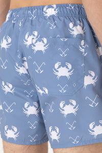 Sort de Baie Barbat Albastru Deschis Cu Print