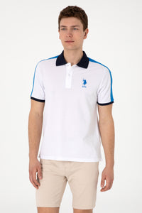 Tricou Polo Barbat Alb Cu Detalii in Contrast