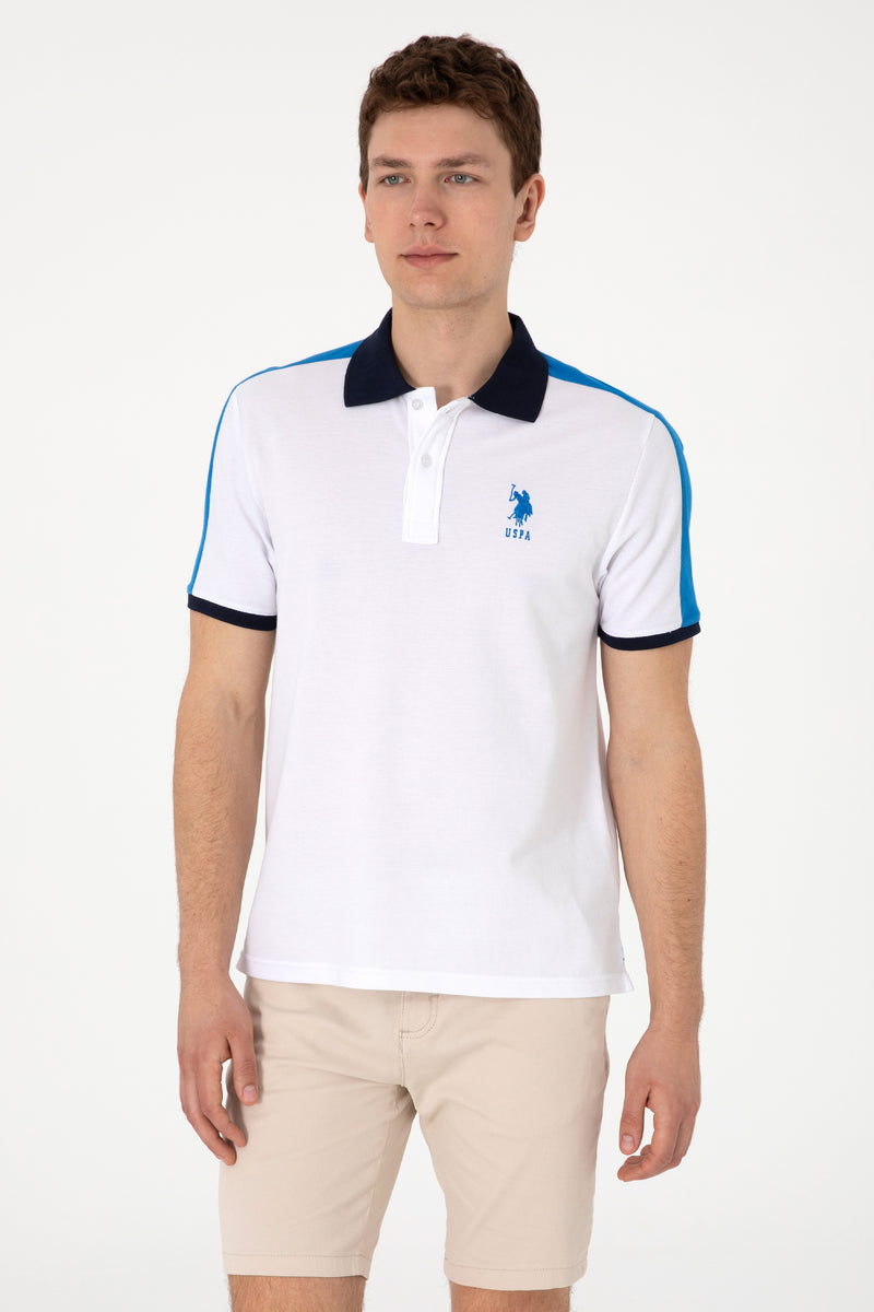 Tricou Polo Barbat Alb Cu Detalii in Contrast