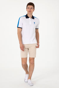 Tricou Polo Barbat Alb Cu Detalii in Contrast