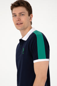 Tricou Polo Barbat Bleumarin Cu Detalii in Contrast