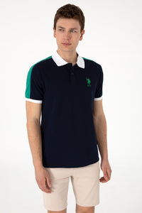 Tricou Polo Barbat Bleumarin Cu Detalii in Contrast
