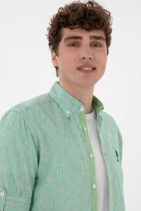 Camasa Barbat Cu Dungi Verticale De Culoare Verde