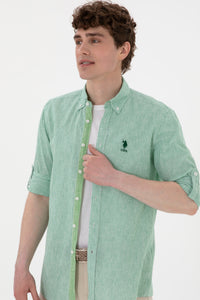 Camasa Barbat Cu Dungi Verticale De Culoare Verde