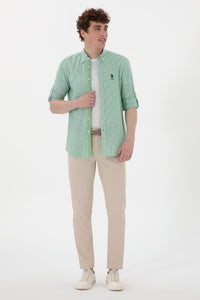 Camasa Barbat Cu Dungi Verticale De Culoare Verde