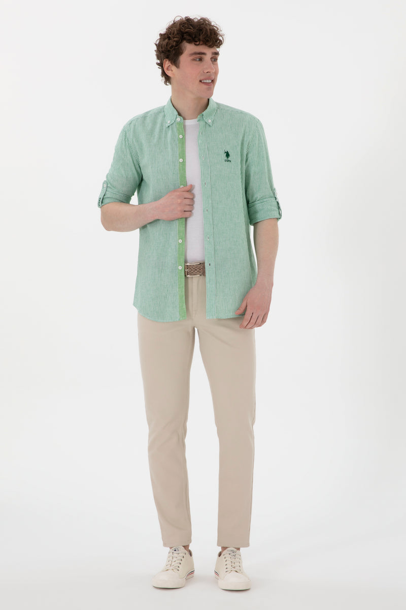 Camasa Barbat Cu Dungi Verticale De Culoare Verde