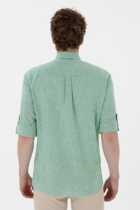 Camasa Barbat Cu Dungi Verticale De Culoare Verde