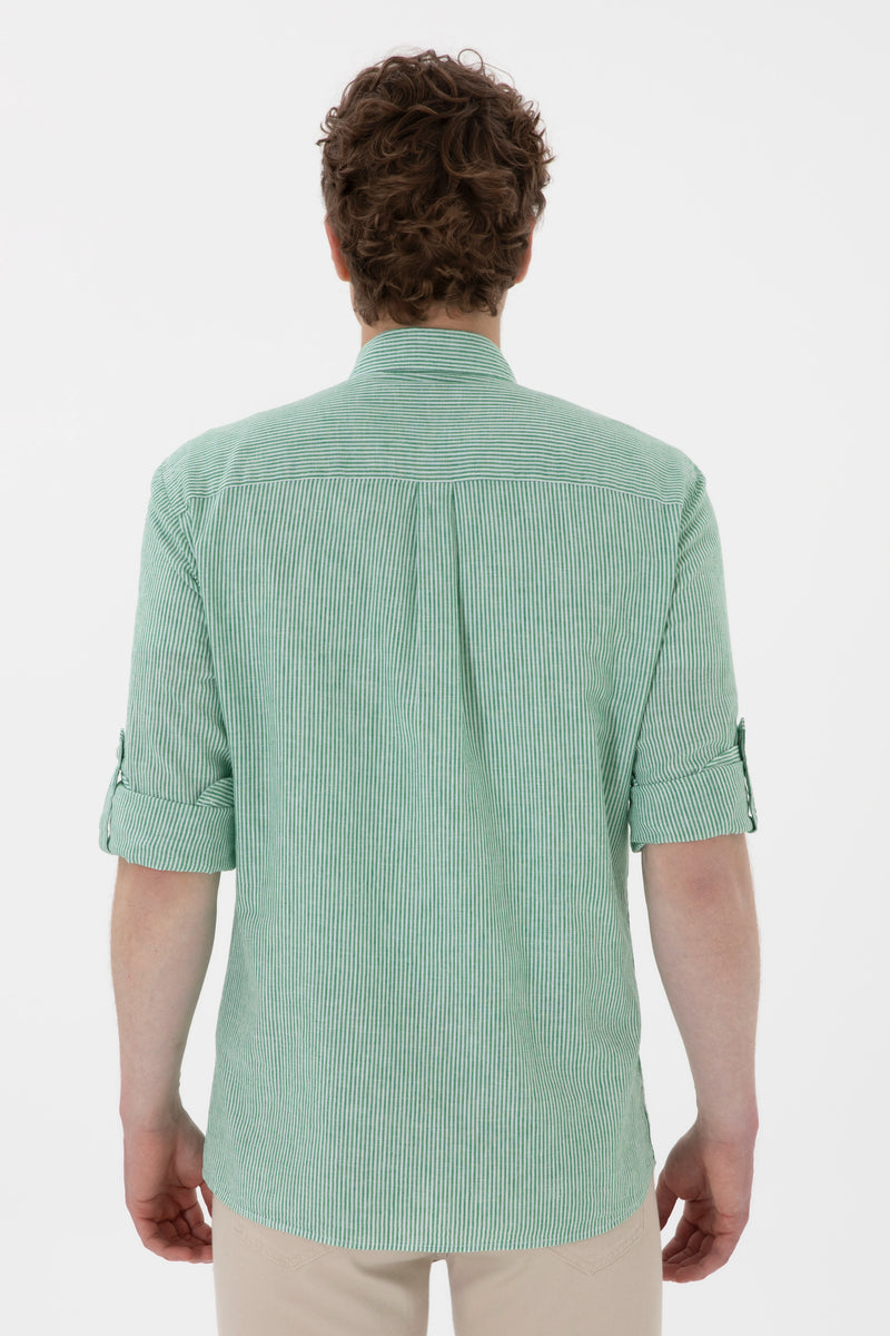 Camasa Barbat Cu Dungi Verticale De Culoare Verde