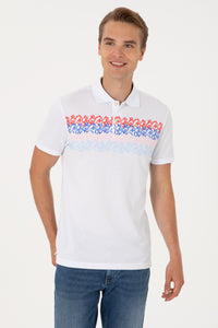 Tricou Polo Bărbați Alb Cu Model Multicolor