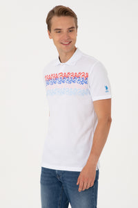 Tricou Polo Bărbați Alb Cu Model Multicolor