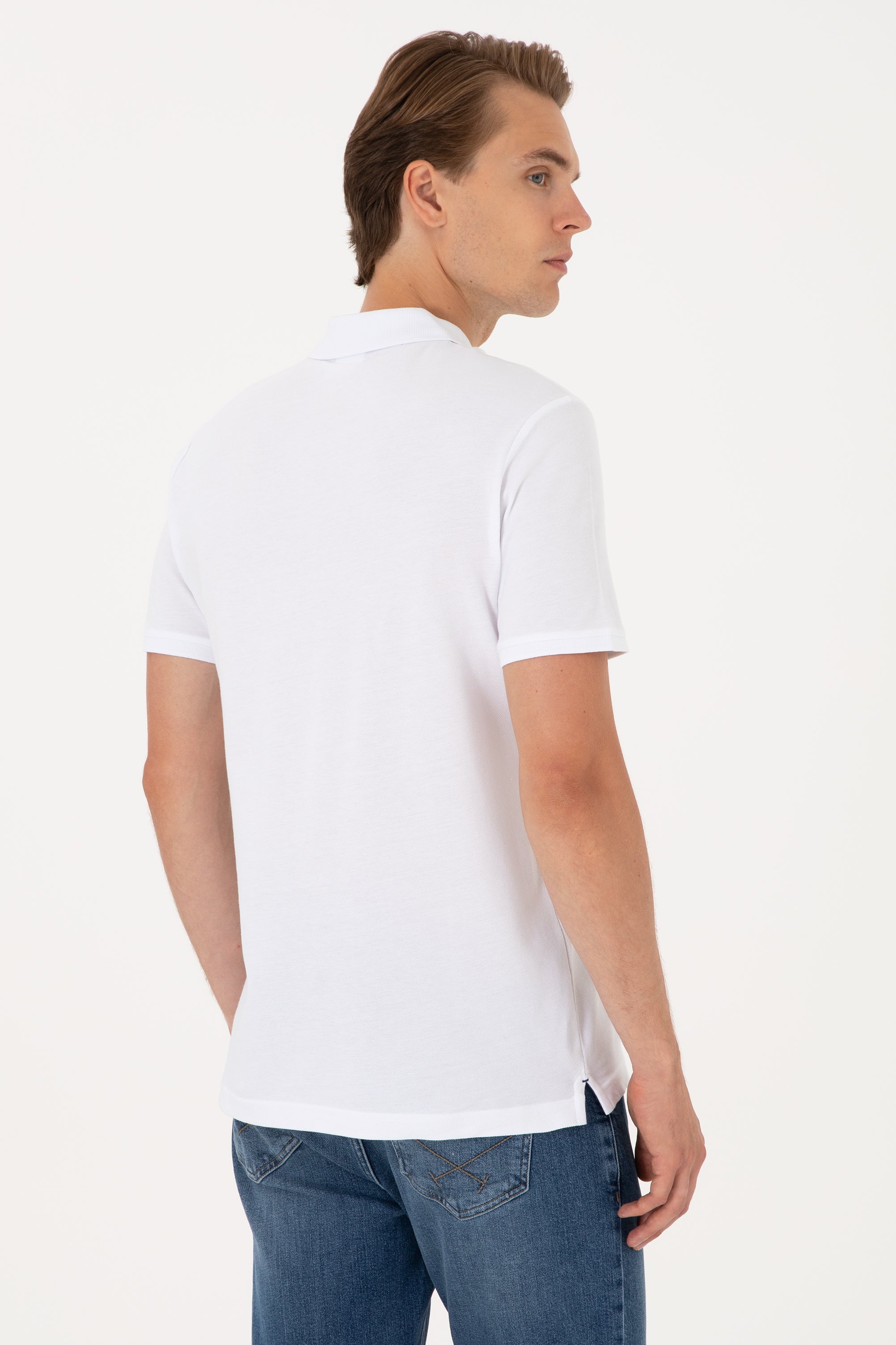 Tricou Polo Bărbați Alb Cu Model Multicolor