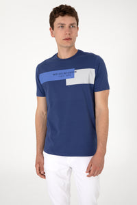 Tricou Barbat Indigo cu Model pe Piept