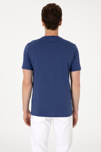 Tricou Barbat Indigo cu Model pe Piept