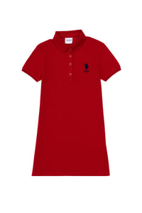 Rochie Polo Fată Pe Roșu Cu Logo Brodat