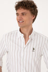 Camasa Barbat Alba cu Dungi Verticale si Textura Fina